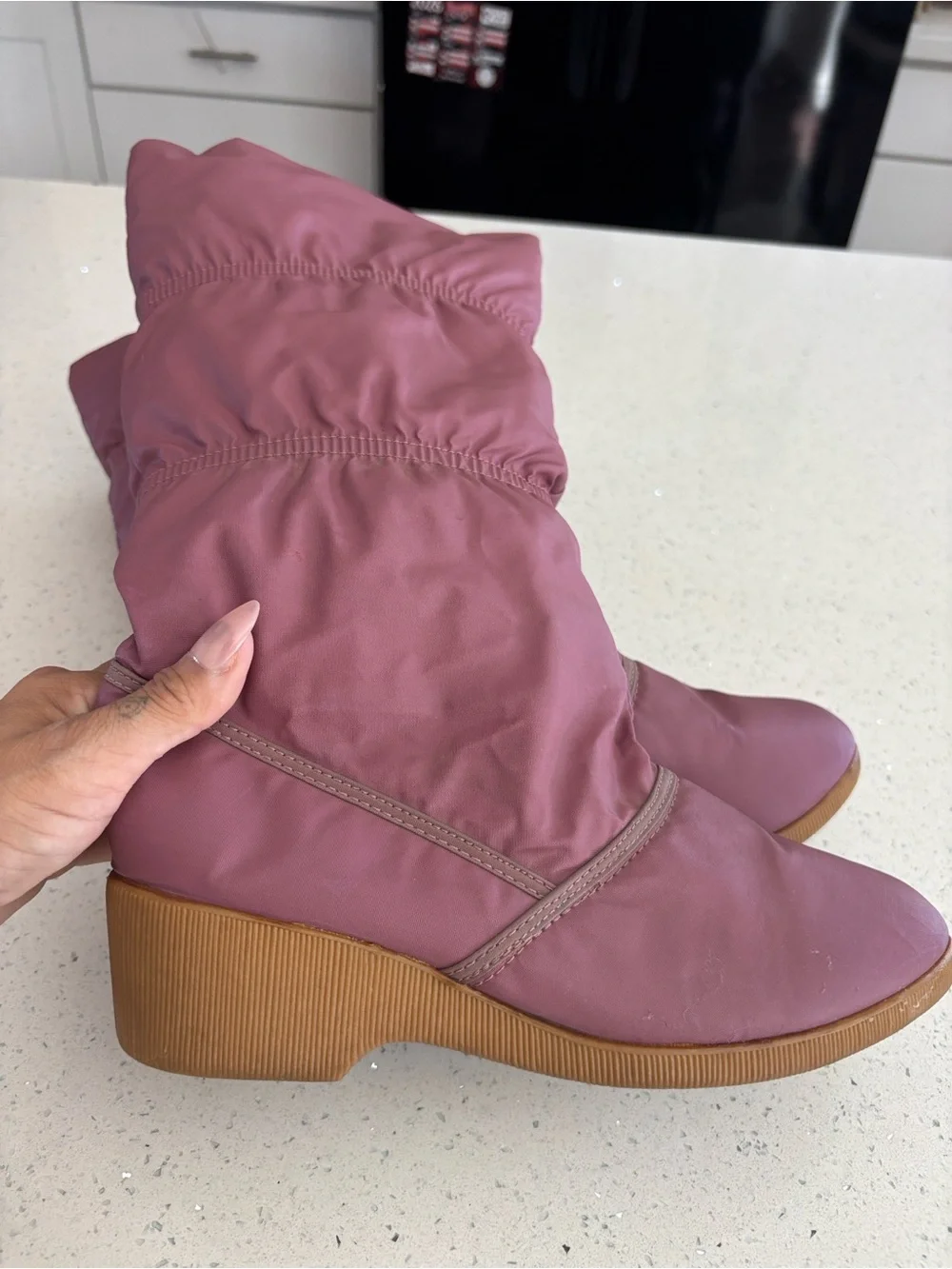 Vintage Frank Sbicca Women’s Slouch Winter & Rain Boots in Dusty Rose